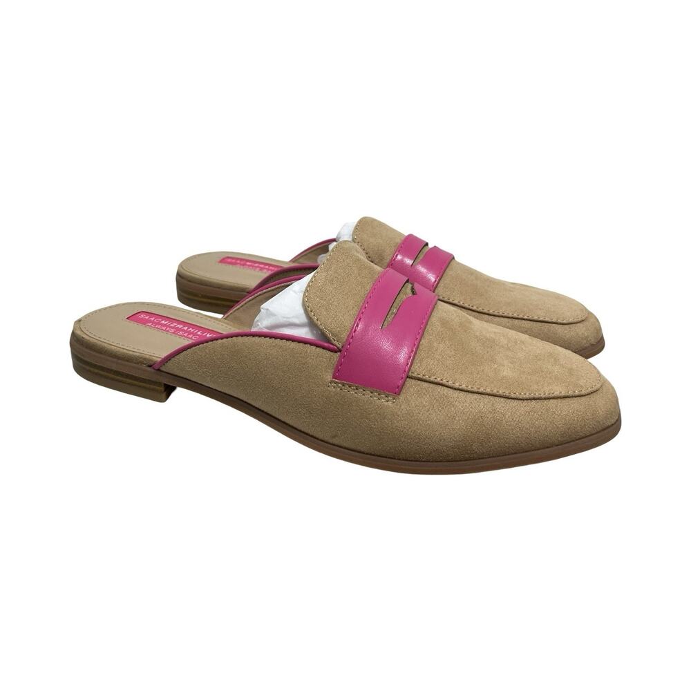 Isaac‎ Mizrahi Live! Always Isaac Faux Suede Womens Mules US 6 Tan Slip On Shoes